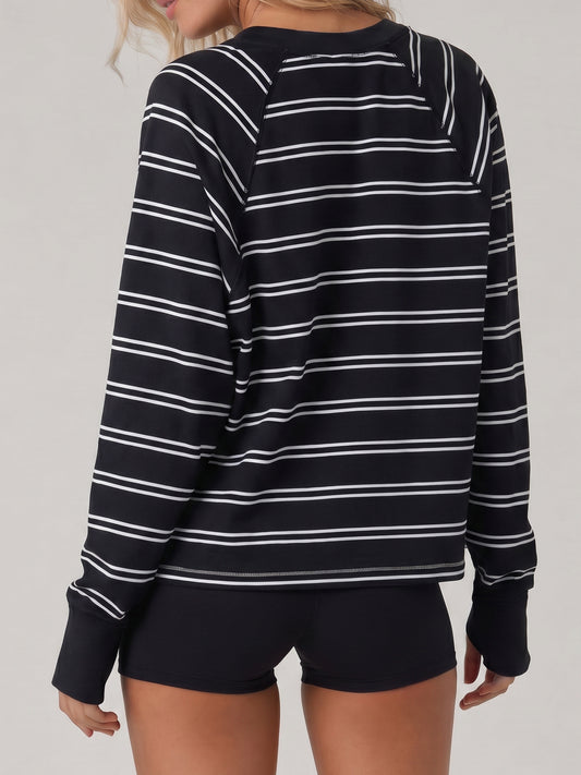 Soft Striped Long Sleeve T Shirt - Fisoew