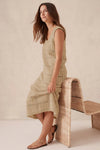 Fisoew Women's Khaki Boho Knit Sleeveless Dress - Fisoew