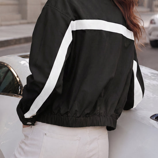 Lightweight Crop Color Block Jacket - Fisoew