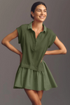 Fisoew Women's Army Green Oversized Patchwork Mini Dress - Fisoew