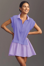 Fisoew Women's Violet Oversized Patchwork Mini Dress - Fisoew