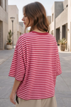 Round Neck Striped Short Sleeve Crop T-shirts