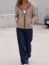Striped Zip Up Hoodie Long Sleeve Hoodies