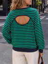 Round Neck Striped Long Sleeve Sweatshirts