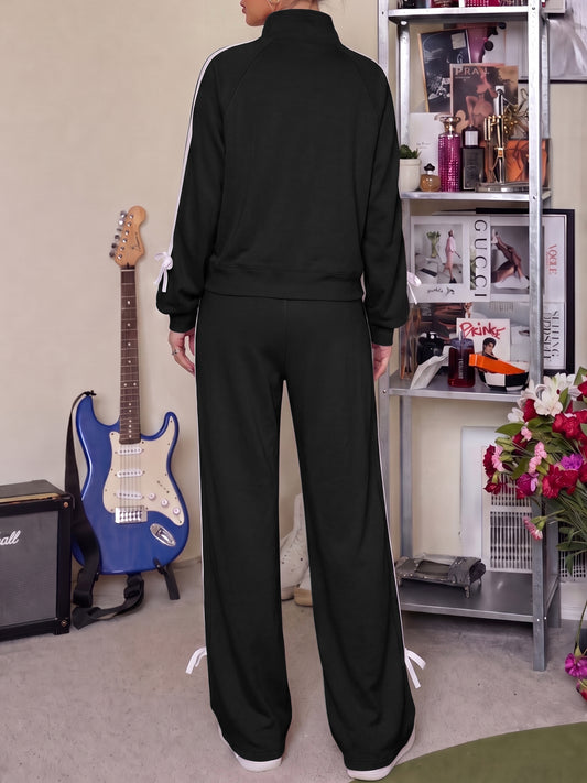 Strips Colorblock Sweatsuits With Pants Sets