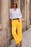Casual Solid Hight Waist Wide Leg Pants