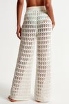 Fisoew Women¡®s White Crochet Sheer Mesh Cover Up Pants - Fisoew