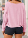 Off Shoulder Solid Long Sleeve T-Shirts - Fisoew