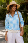 Plaid Print Lapel Neck Crop Sweatshirts