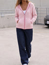 Striped Zip Up Hoodie Long Sleeve Hoodies