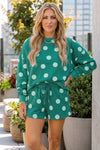 Polka Dot Sweatshirts With Short Sets