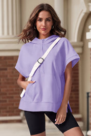 Fisoew Women‘s Violet Oversized Half Zip Hoodies - Fisoew