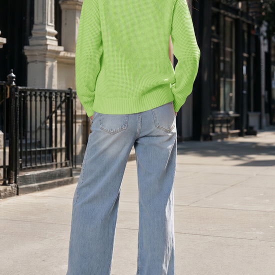 Zip Waffle Knit Long Sleeve Pullover - Fisoew