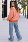 V Neck Long Sleeve Wrap Sweatshirt