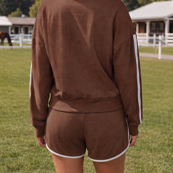 Outfits Zip Up Jacket With Shorts Sets - Fisoew