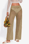Fisoew Women¡®s Khaki Crochet Sheer Mesh Cover Up Pants - Fisoew