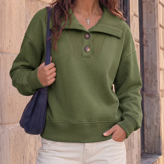 Lapel V Neck Pullover - Fisoew