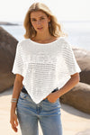 Fisoew Women's White Sheer Shawl Boho Crochet Cover Ups - Fisoew