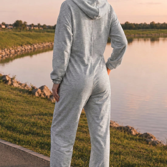 Zip Up Hoodie With Jogger One Piece Jumpsuits - Fisoew