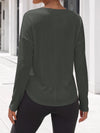 Solid Ribbed Knit Henley Shirts - Fisoew