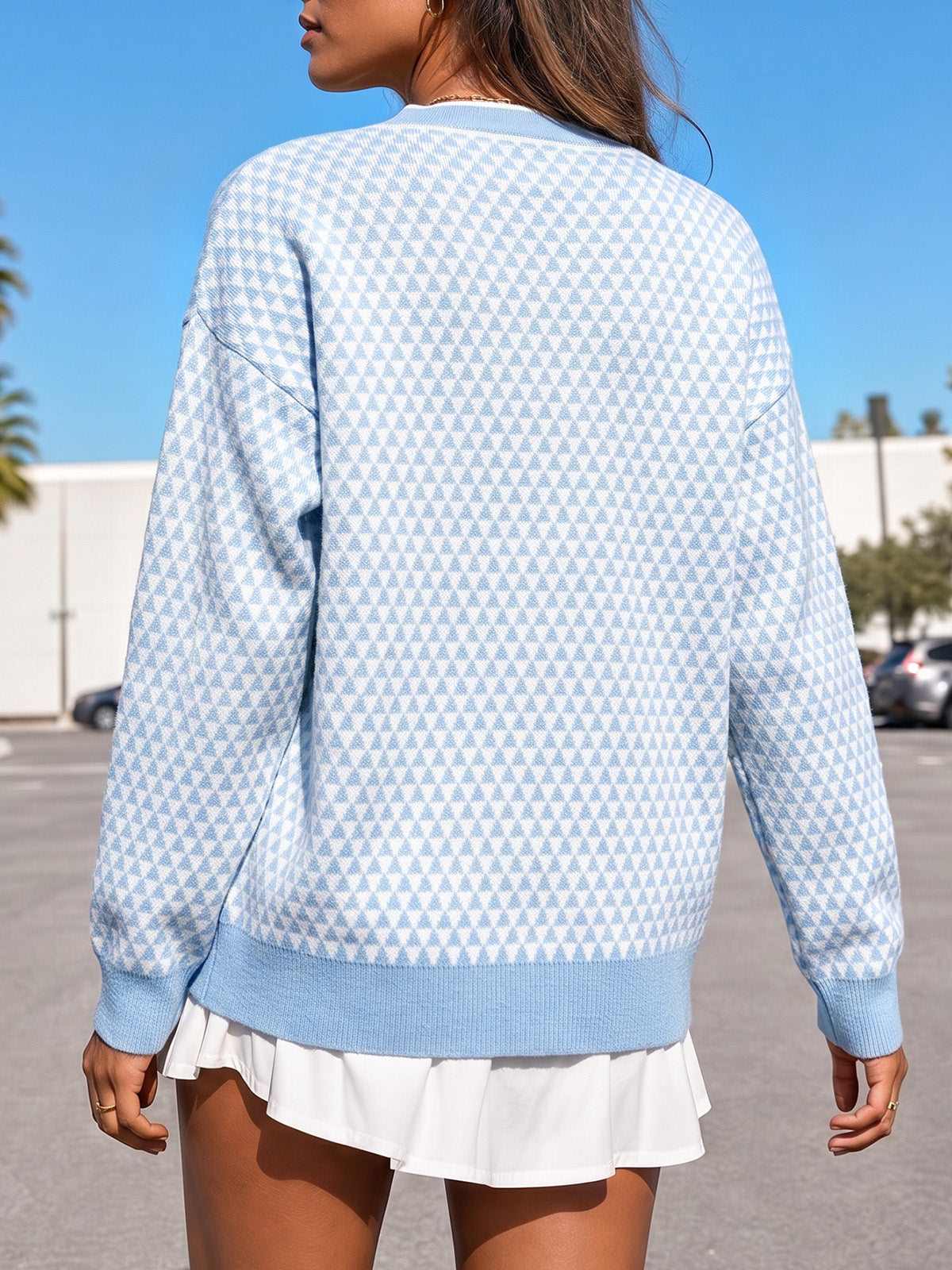 V Neck Button Knit Cardigan - Fisoew