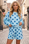 Polka Dot Sweatshirts With Short Sets