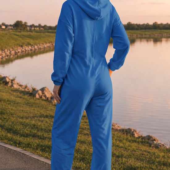 Zip Up Hoodie With Jogger One Piece Jumpsuits - Fisoew