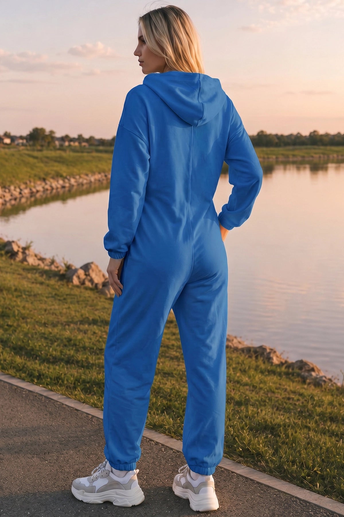 Zip Up Hoodie With Jogger One Piece Jumpsuits - Fisoew