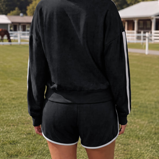 Outfits Zip Up Jacket With Shorts Sets - Fisoew