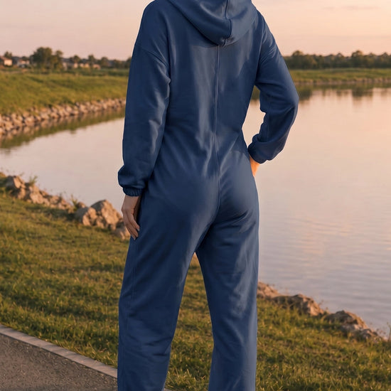 Zip Up Hoodie With Jogger One Piece Jumpsuits - Fisoew