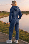 Zip Up Hoodie With Jogger One Piece Jumpsuits - Fisoew