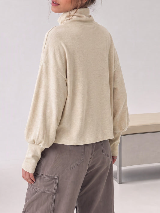 Mock Neck Cropped Long Sleeve Sweatshirts