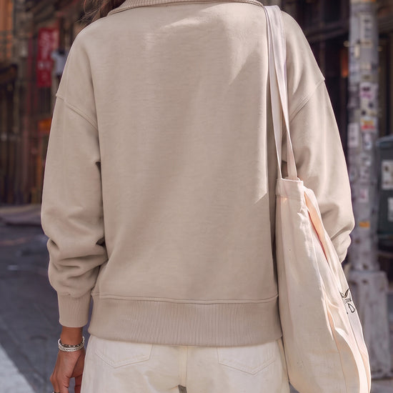 Lapel V Neck Pullover - Fisoew