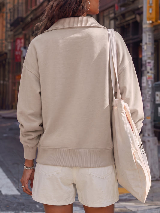 Lapel V Neck Pullover - Fisoew