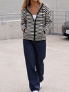 Striped Zip Up Hoodie Long Sleeve Hoodies