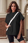Fisoew Women‘s Black Oversized Half Zip Hoodies - Fisoew