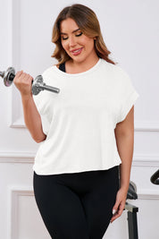 Fisoew Women's White Plus Size Open Back Workout Tops