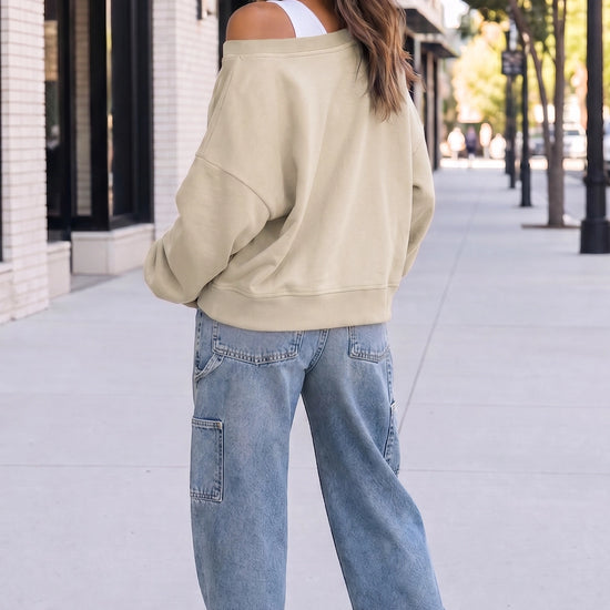 Reversible Wrap Long Sleeve Sweatshirt - Fisoew