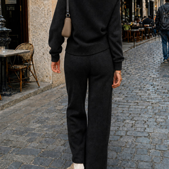 Off-Shoulder Sweaters With Drawstring Pants Set - Fisoew