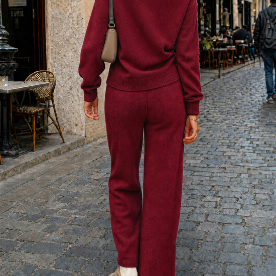 Off-Shoulder Sweaters With Drawstring Pants Set - Fisoew