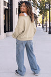 V Neck Long Sleeve Wrap Sweatshirt