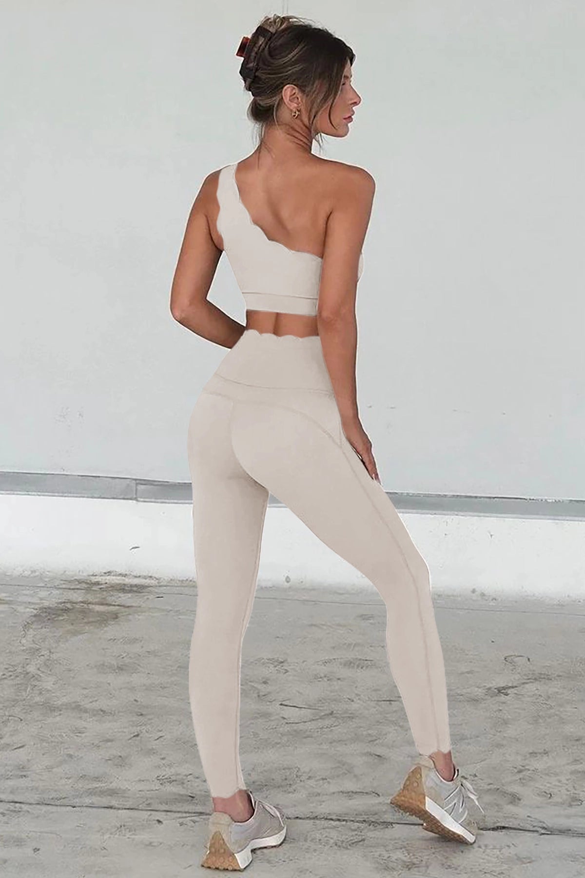 Fisoew Women's Grey High Waisted Leggings Workout Sets - Fisoew