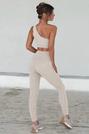 Fisoew Women's Grey High Waisted Leggings Workout Sets - Fisoew