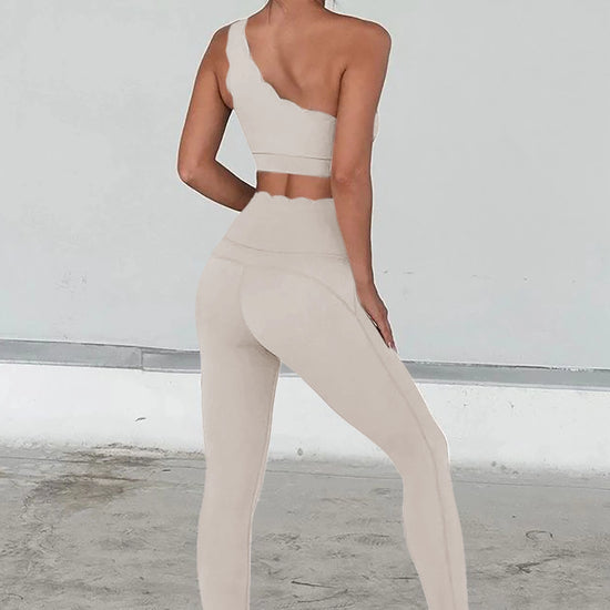 Fisoew Women's Grey High Waisted Leggings Workout Sets - Fisoew