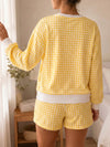 Plaid Sweatshirt With Drawstring Short Sets
