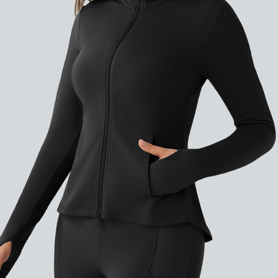 Lightweight Zip Up Stand Collar Jacket - Fisoew