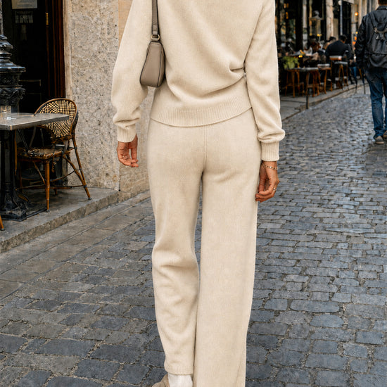 Off-Shoulder Sweaters With Drawstring Pants Set - Fisoew