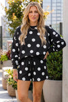 Polka Dot Sweatshirts With Short Sets