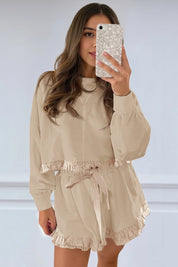 Women's Khaki Color Block 2 Piece Lounge Sets Fisoew - Fisoew