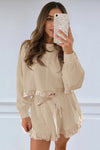 Women's Khaki Color Block 2 Piece Lounge Sets Fisoew - Fisoew